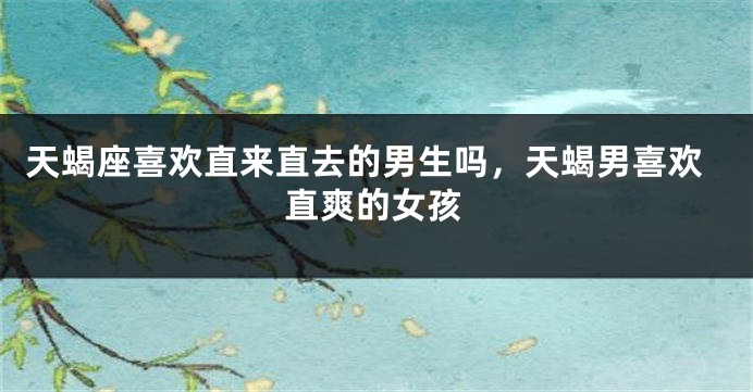 天蝎座喜欢直来直去的男生吗,天蝎男喜欢直爽的女孩