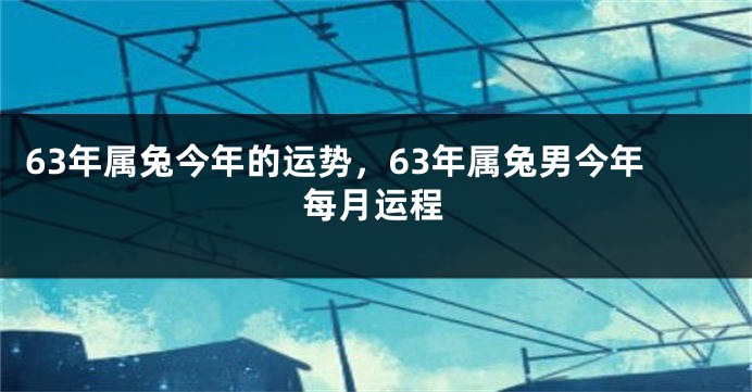 63年属兔今年的运势，63年属兔男今年每月运程