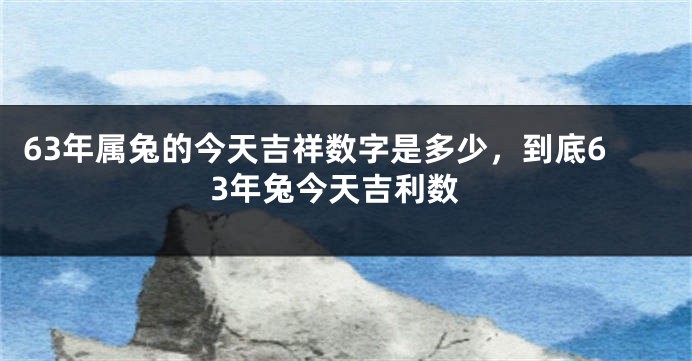 63年属兔的今天吉祥数字是多少,到底63年兔今天吉利数