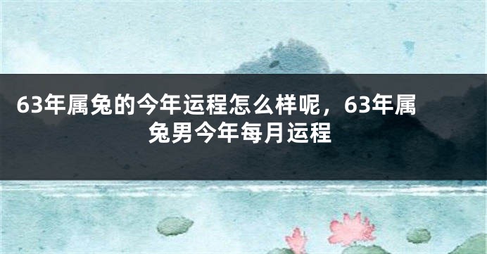 63年属兔的今年运程怎么样呢，63年属兔男今年每月运程