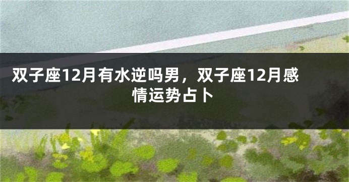 双子座12月有水逆吗男，双子座12月感情运势占卜