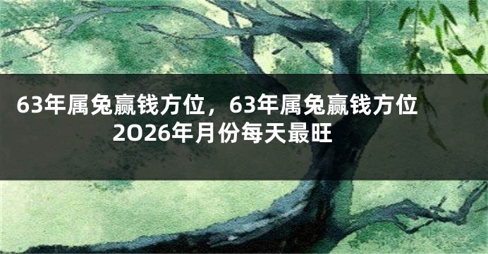 63年属兔赢钱方位，63年属兔赢钱方位2O26年月份每天最旺