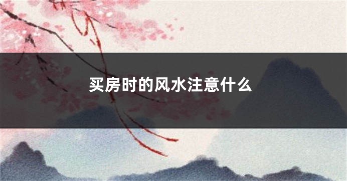 买房时的风水注意什么