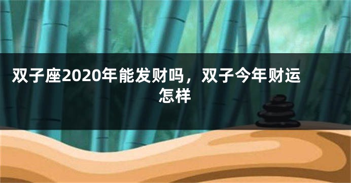 双子座2020年能发财吗，双子今年财运怎样