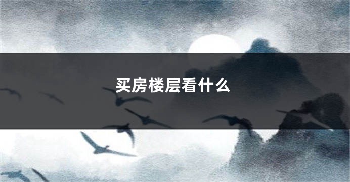 买房楼层看什么