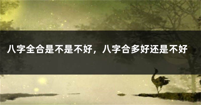 八字全合是不是不好，八字合多好还是不好