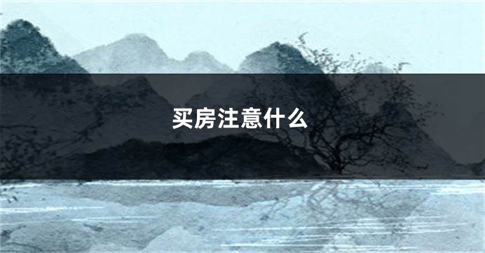 买房注意什么