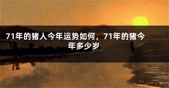 71年的猪人今年运势如何，71年的猪今年多少岁
