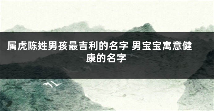 属虎陈姓男孩最吉利的名字 男宝宝寓意健康的名字