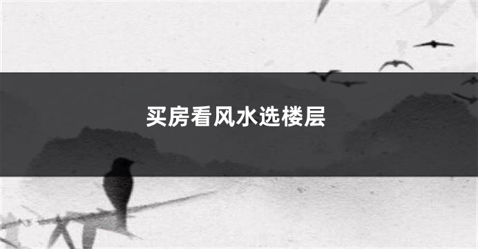 买房看风水选楼层