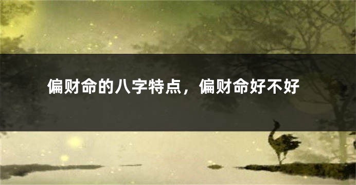 偏财命的八字特点，偏财命好不好