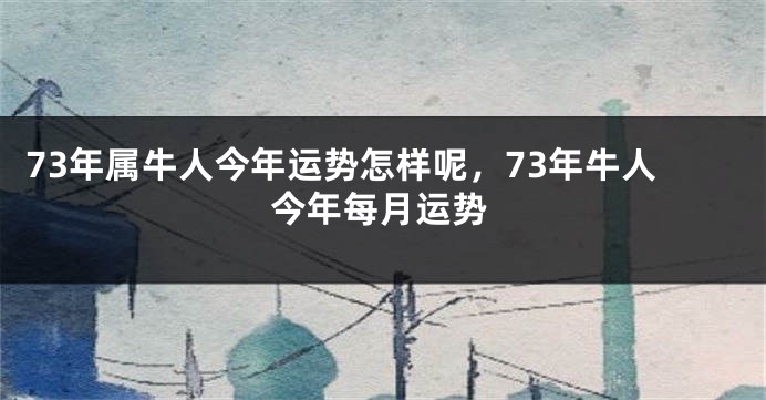 73年属牛人今年运势怎样呢，73年牛人今年每月运势