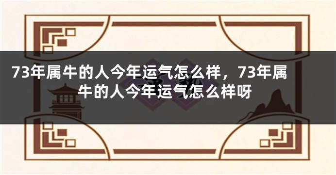 73年属牛的人今年运气怎么样，73年属牛的人今年运气怎么样呀