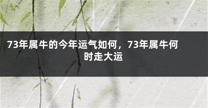 73年属牛的今年运气如何，73年属牛何时走大运