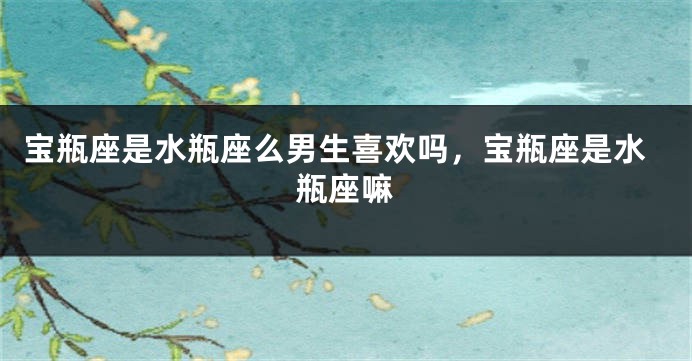 宝瓶座是水瓶座么男生喜欢吗，宝瓶座是水瓶座嘛