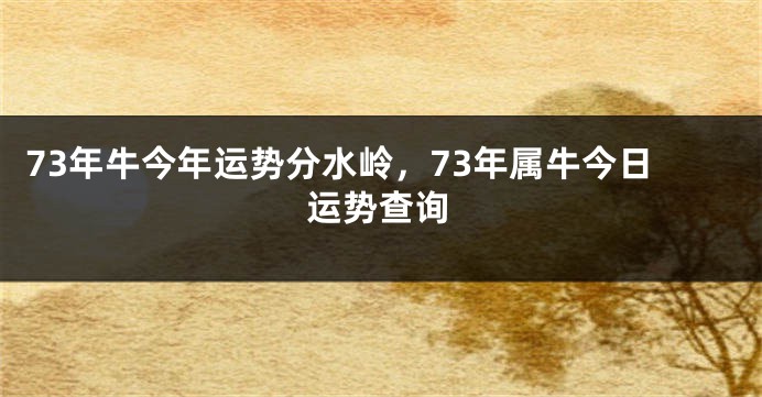 73年牛今年运势分水岭，73年属牛今日运势查询