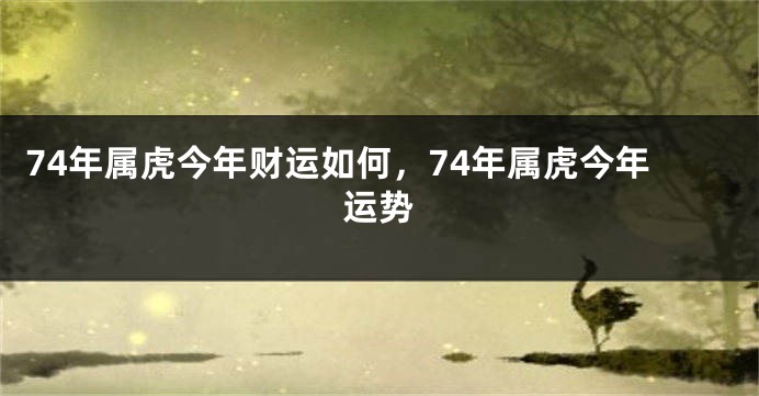 74年属虎今年财运如何，74年属虎今年运势