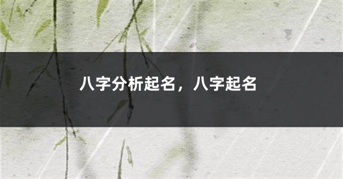 八字分析起名，八字起名