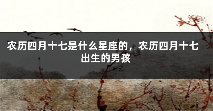 农历四月十七是什么星座的，农历四月十七出生的男孩