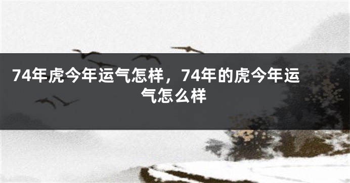 74年虎今年运气怎样，74年的虎今年运气怎么样