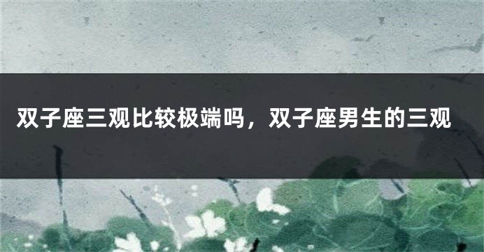 双子座三观比较极端吗，双子座男生的三观