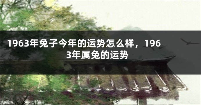 1963年兔子今年的运势怎么样，1963年属兔的运势