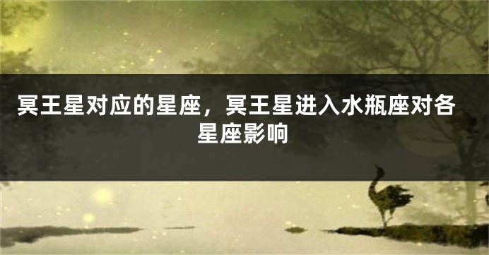 冥王星对应的星座，冥王星进入水瓶座对各星座影响