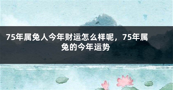75年属兔人今年财运怎么样呢，75年属兔的今年运势