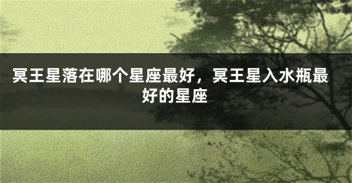 冥王星落在哪个星座最好，冥王星入水瓶最好的星座