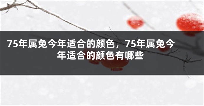 75年属兔今年适合的颜色，75年属兔今年适合的颜色有哪些