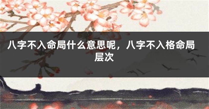 八字不入命局什么意思呢，八字不入格命局层次