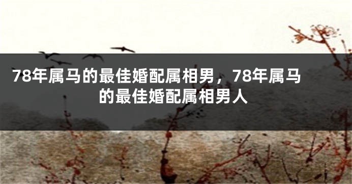78年属马的最佳婚配属相男，78年属马的最佳婚配属相男人