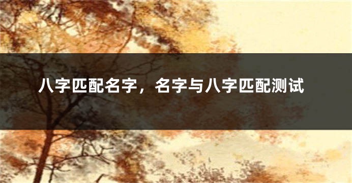 八字匹配名字，名字与八字匹配测试