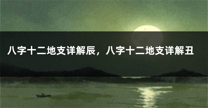 八字十二地支详解辰，八字十二地支详解丑