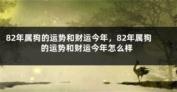 82年属狗的运势和财运今年，82年属狗的运势和财运今年怎么样