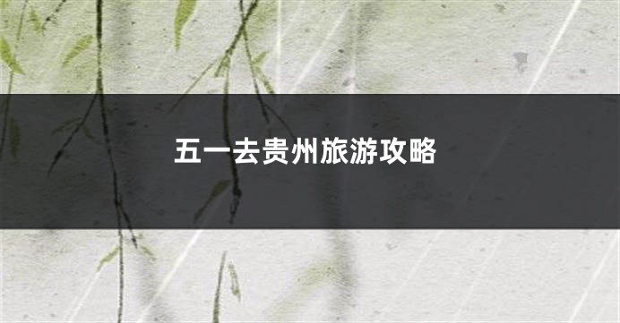 五一去贵州旅游攻略