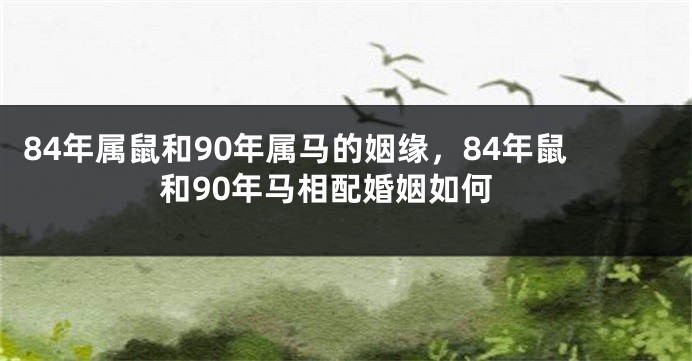 84年属鼠和90年属马的姻缘，84年鼠和90年马相配婚姻如何