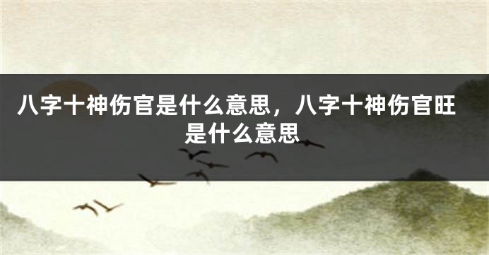 八字十神伤官是什么意思，八字十神伤官旺是什么意思