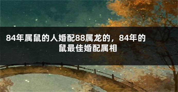 84年属鼠的人婚配88属龙的，84年的鼠最佳婚配属相