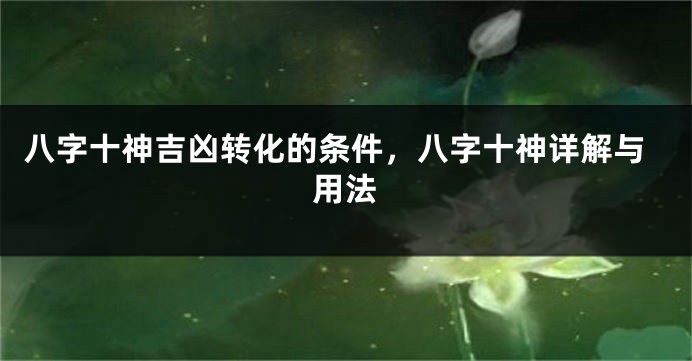 八字十神吉凶转化的条件，八字十神详解与用法