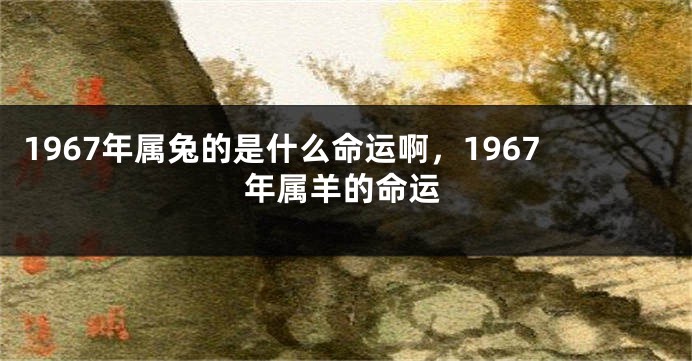 1967年属兔的是什么命运啊，1967年属羊的命运