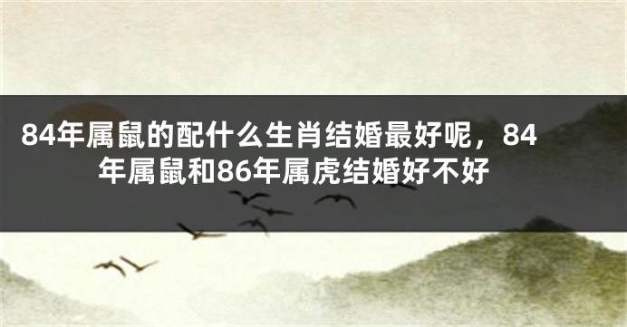 84年属鼠的配什么生肖结婚最好呢，84年属鼠和86年属虎结婚好不好