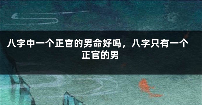 八字中一个正官的男命好吗，八字只有一个正官的男