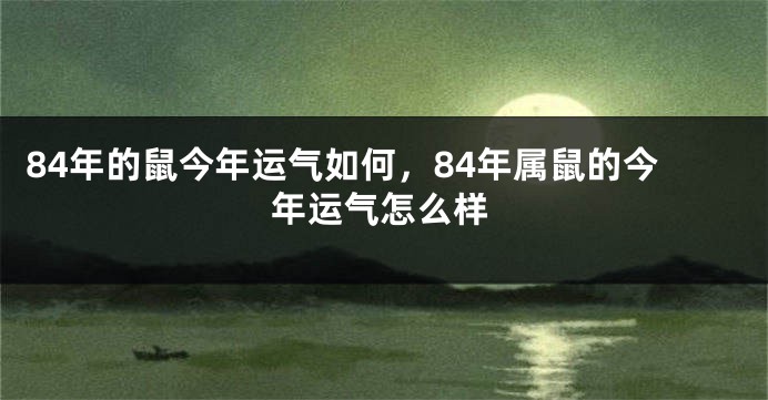 84年的鼠今年运气如何，84年属鼠的今年运气怎么样