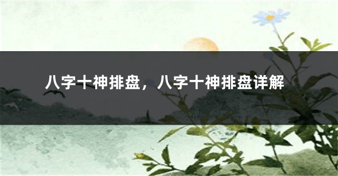 八字十神排盘,八字十神排盘详解