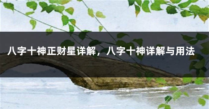 八字十神正财星详解,八字十神详解与用法