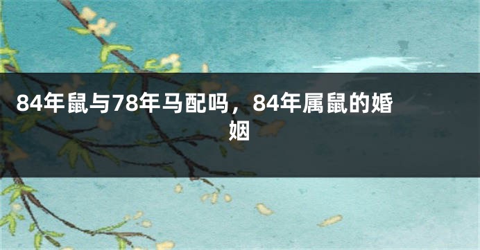 84年鼠与78年马配吗，84年属鼠的婚姻