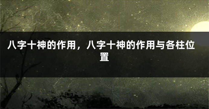 八字十神的作用，八字十神的作用与各柱位置