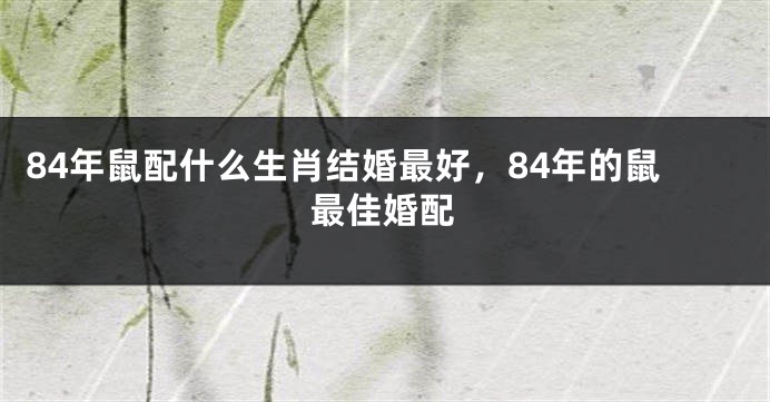 84年鼠配什么生肖结婚最好，84年的鼠最佳婚配