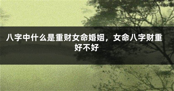 八字中什么是重财女命婚姻，女命八字财重好不好